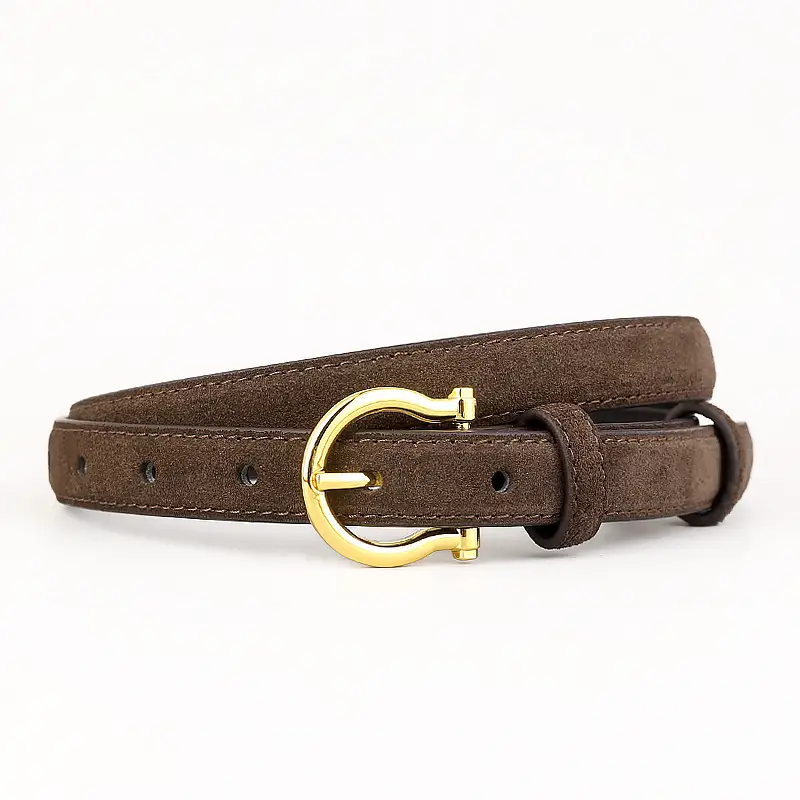 Women Suede Belt with Gold Buckle 3 Colors - Image 3