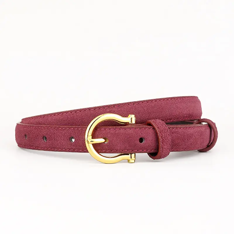 Women Suede Belt with Gold Buckle 3 Colors - Image 4