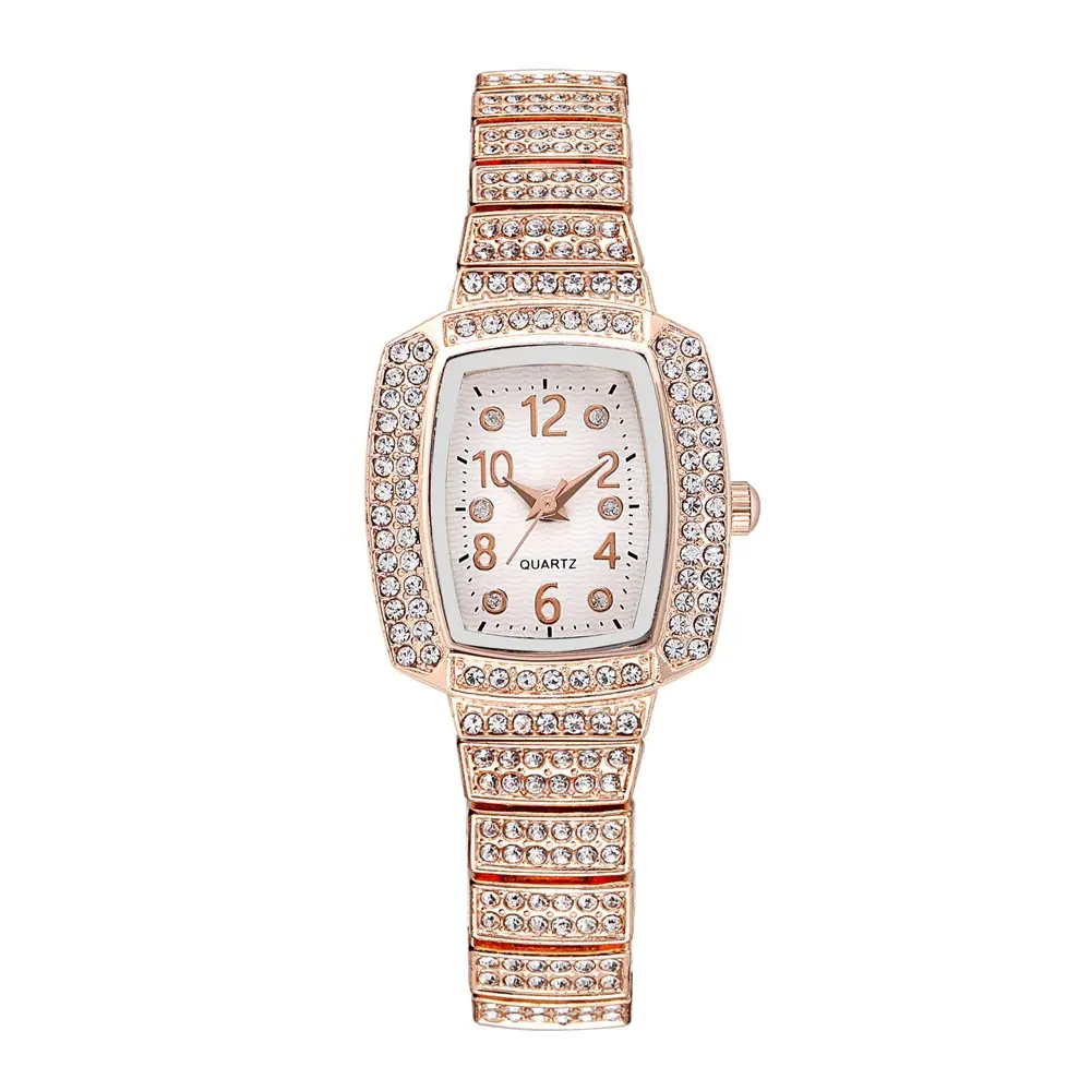 Ladies Diamond Square Watch Rose Gold Large Dial — feature 9
