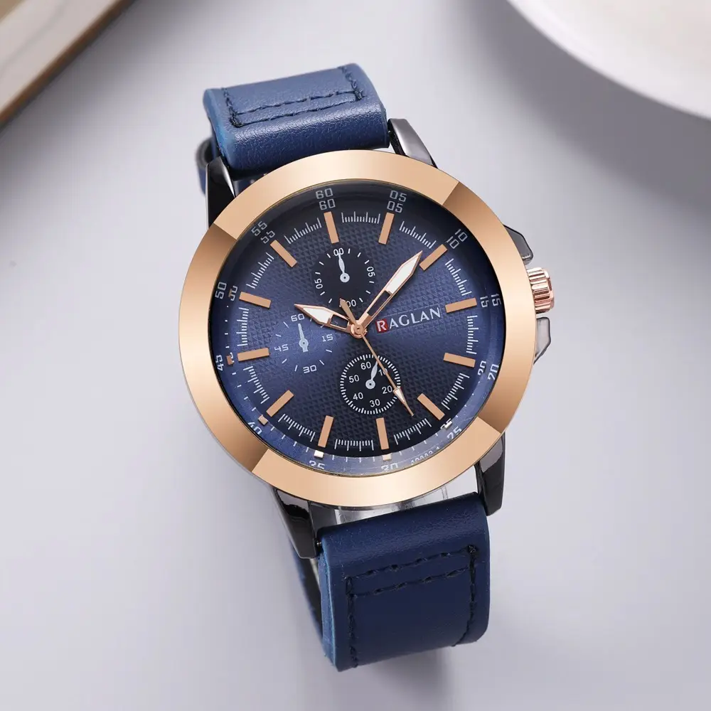 European & American Men's Quartz Watch with Brown Leather Strap - Image 5
