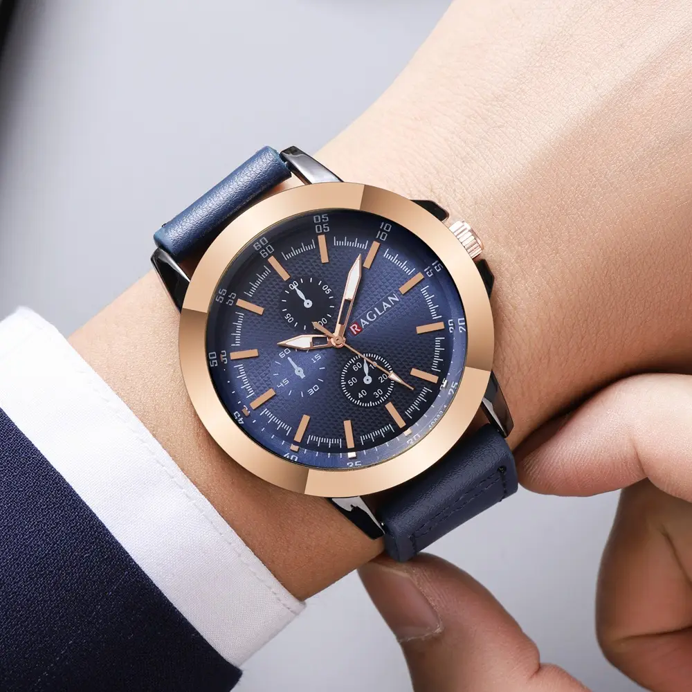 European & American Men's Quartz Watch with Brown Leather Strap — feature 10