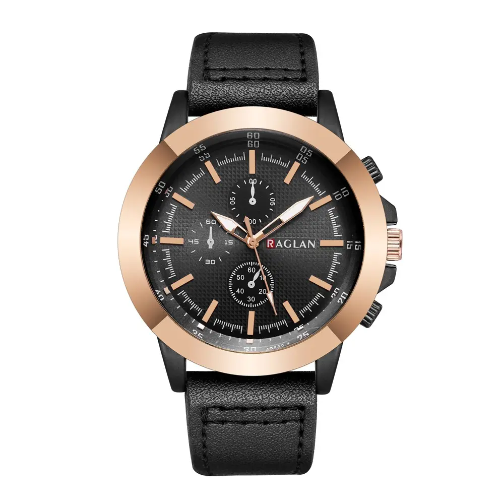 European & American Men's Quartz Watch with Brown Leather Strap — feature 12