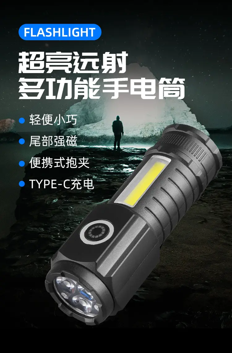 Multi-function Mini Flashlight with Magnetic Tail and Type-C Charging β feature 1