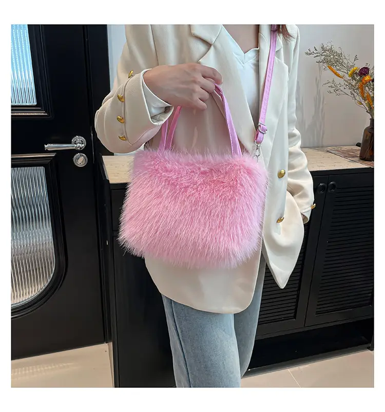 Black Faux Fur Shoulder Bag for Women — feature 14
