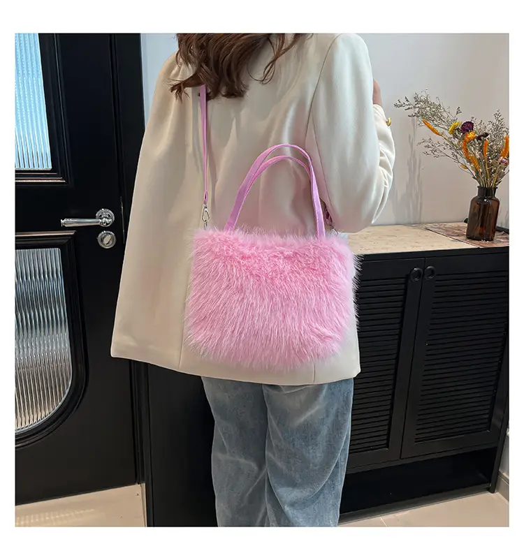 Black Faux Fur Shoulder Bag for Women — feature 15