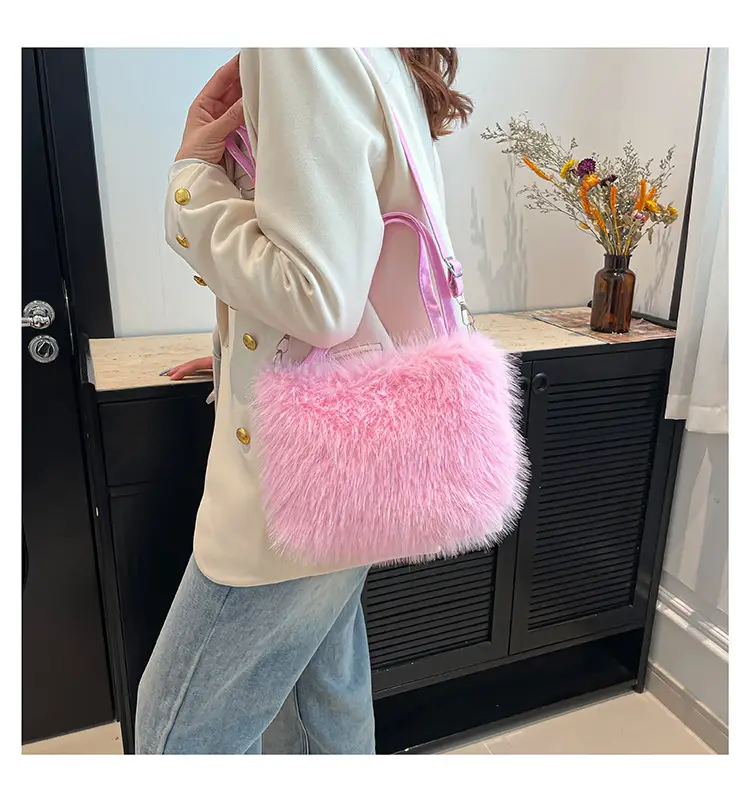 Black Faux Fur Shoulder Bag for Women — feature 16