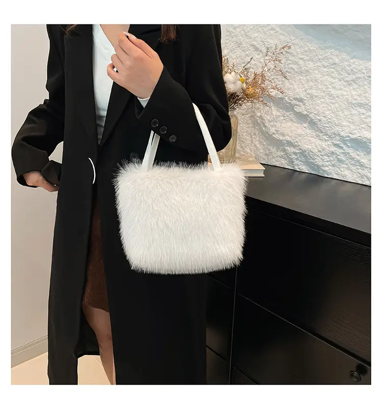 Black Faux Fur Shoulder Bag for Women — feature 17