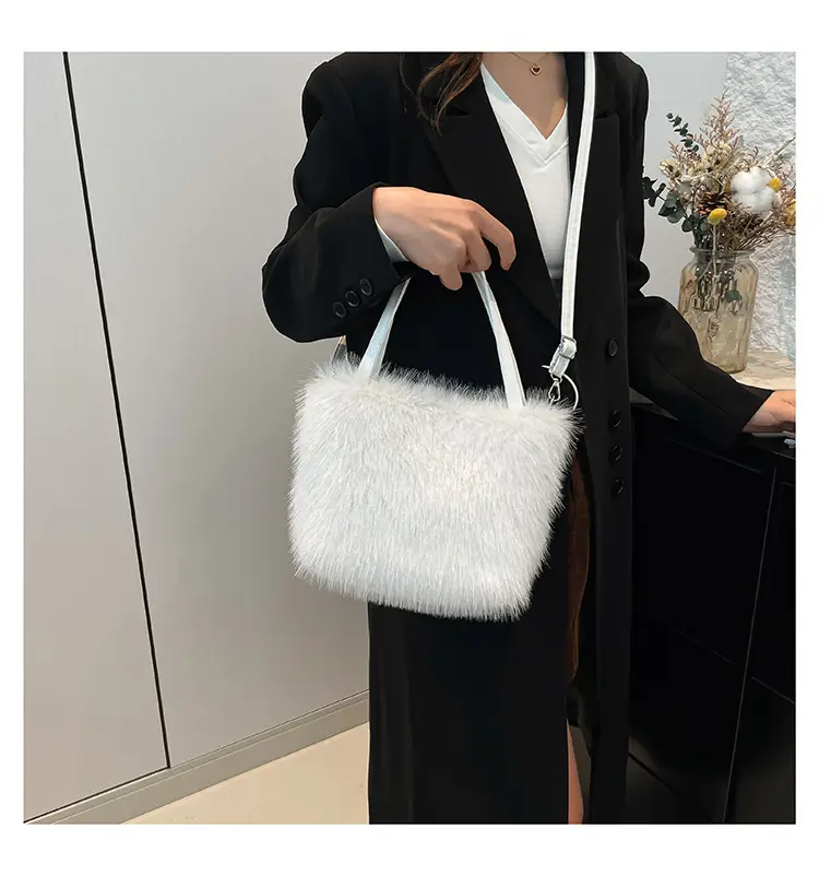 Black Faux Fur Shoulder Bag for Women — feature 18
