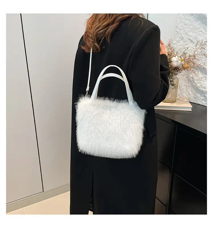 Black Faux Fur Shoulder Bag for Women — feature 19