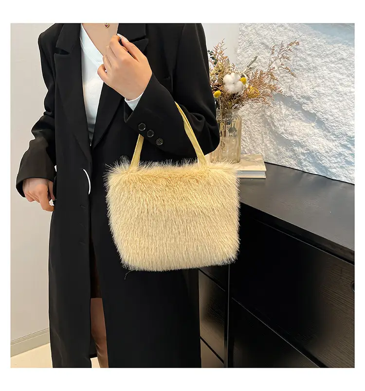 Black Faux Fur Shoulder Bag for Women — feature 20