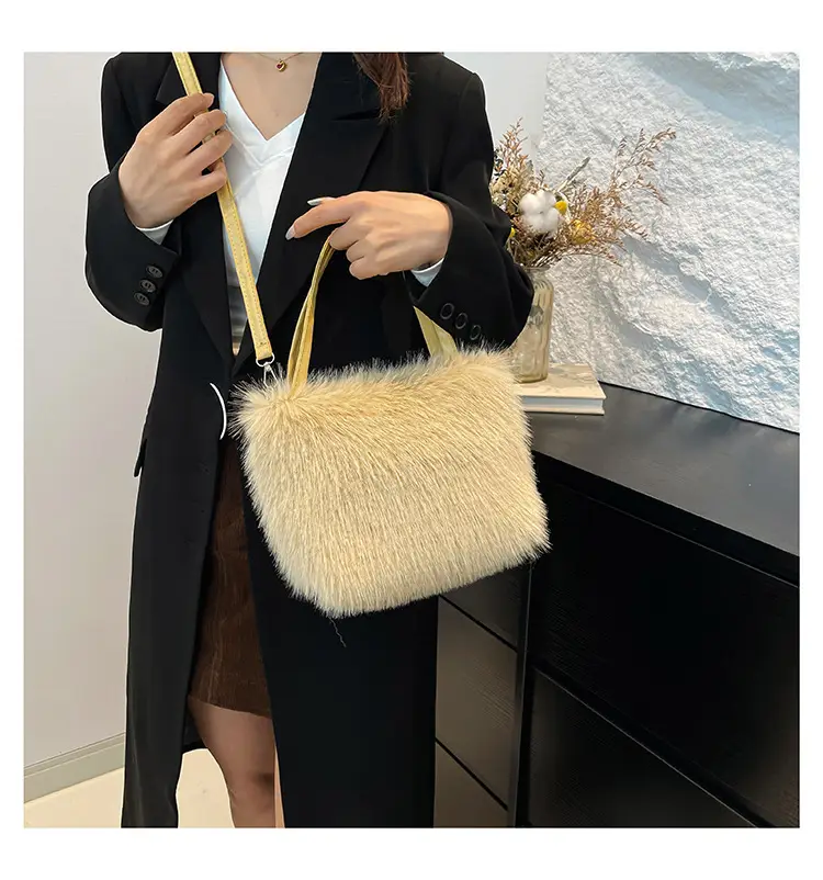 Black Faux Fur Shoulder Bag for Women — feature 21