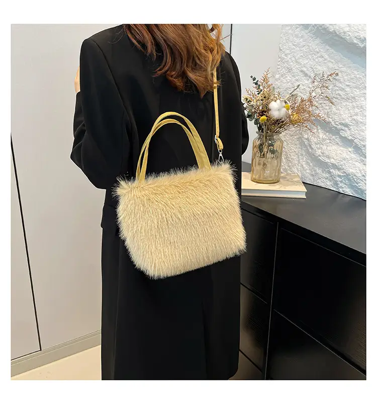 Black Faux Fur Shoulder Bag for Women — feature 22