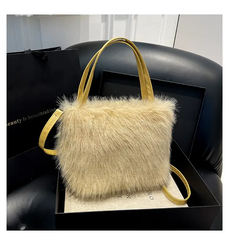 Black Faux Fur Shoulder Bag for Women — feature 26