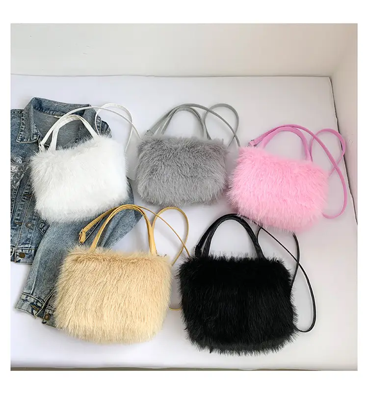 Black Faux Fur Shoulder Bag for Women — feature 28