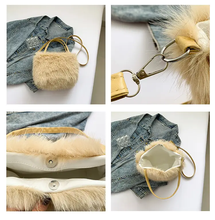 Black Faux Fur Shoulder Bag for Women — feature 7