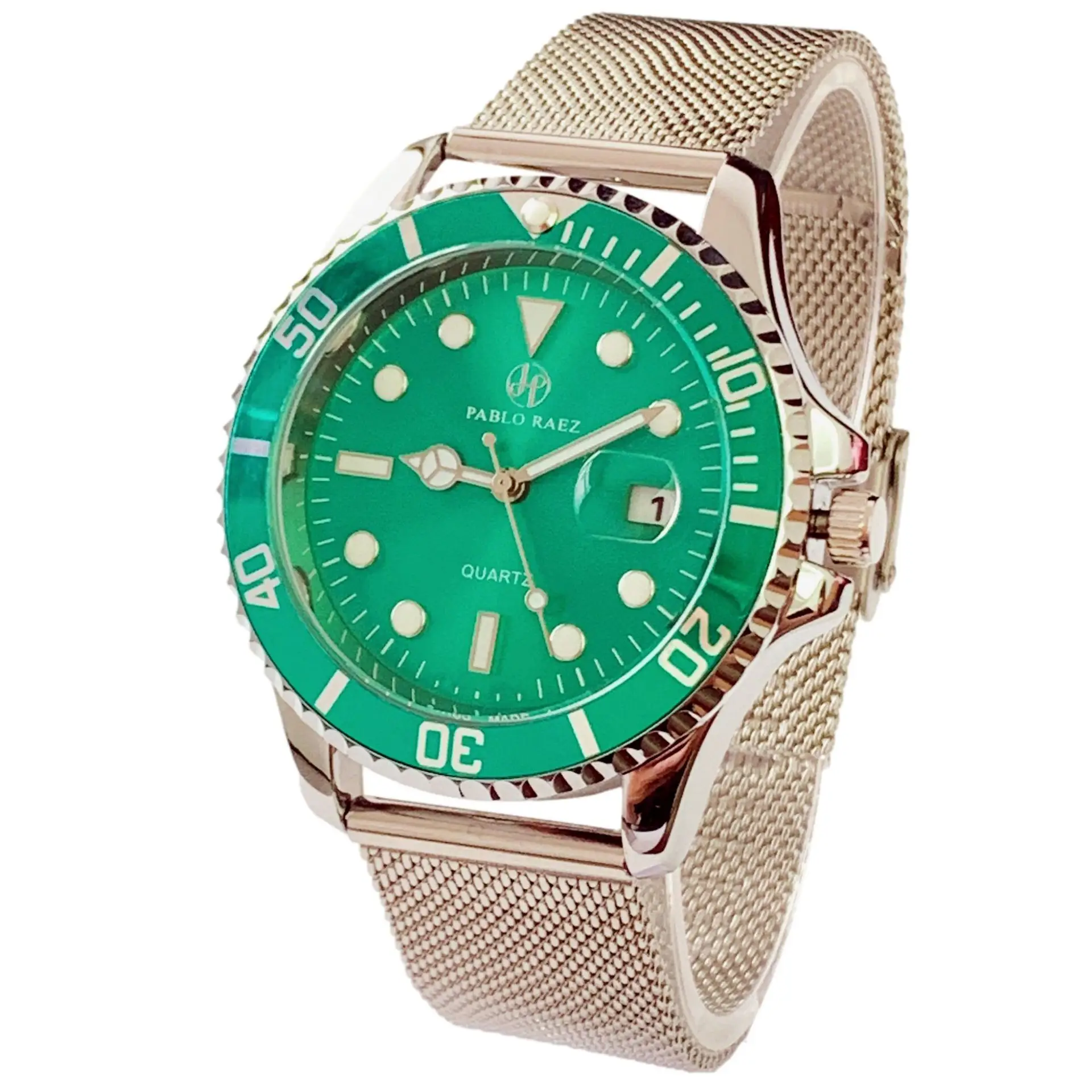 Men's Green Dial Waterproof Quartz Watch - Image 3