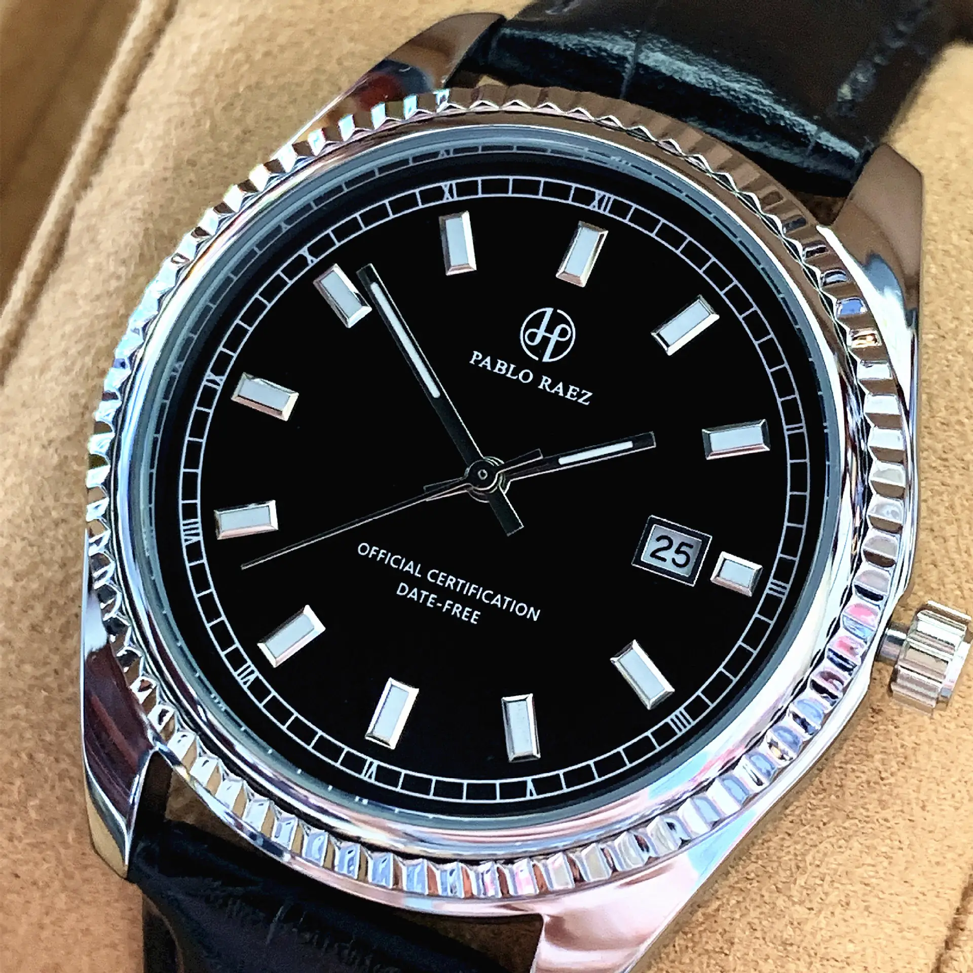 PABLO RAEZ Men's Stainless Steel Watch with Leather Strap — feature 17