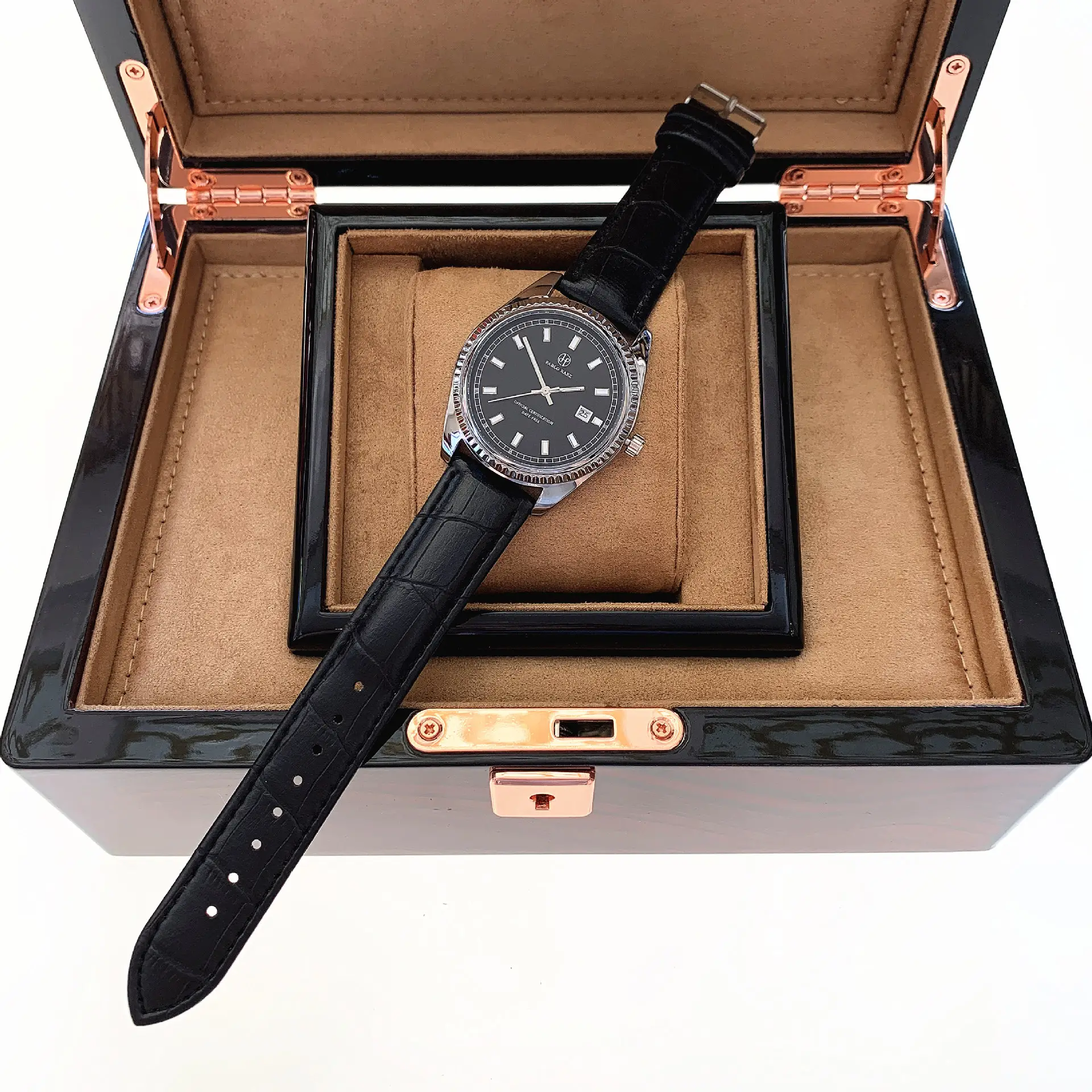 PABLO RAEZ Men's Stainless Steel Watch with Leather Strap — feature 21