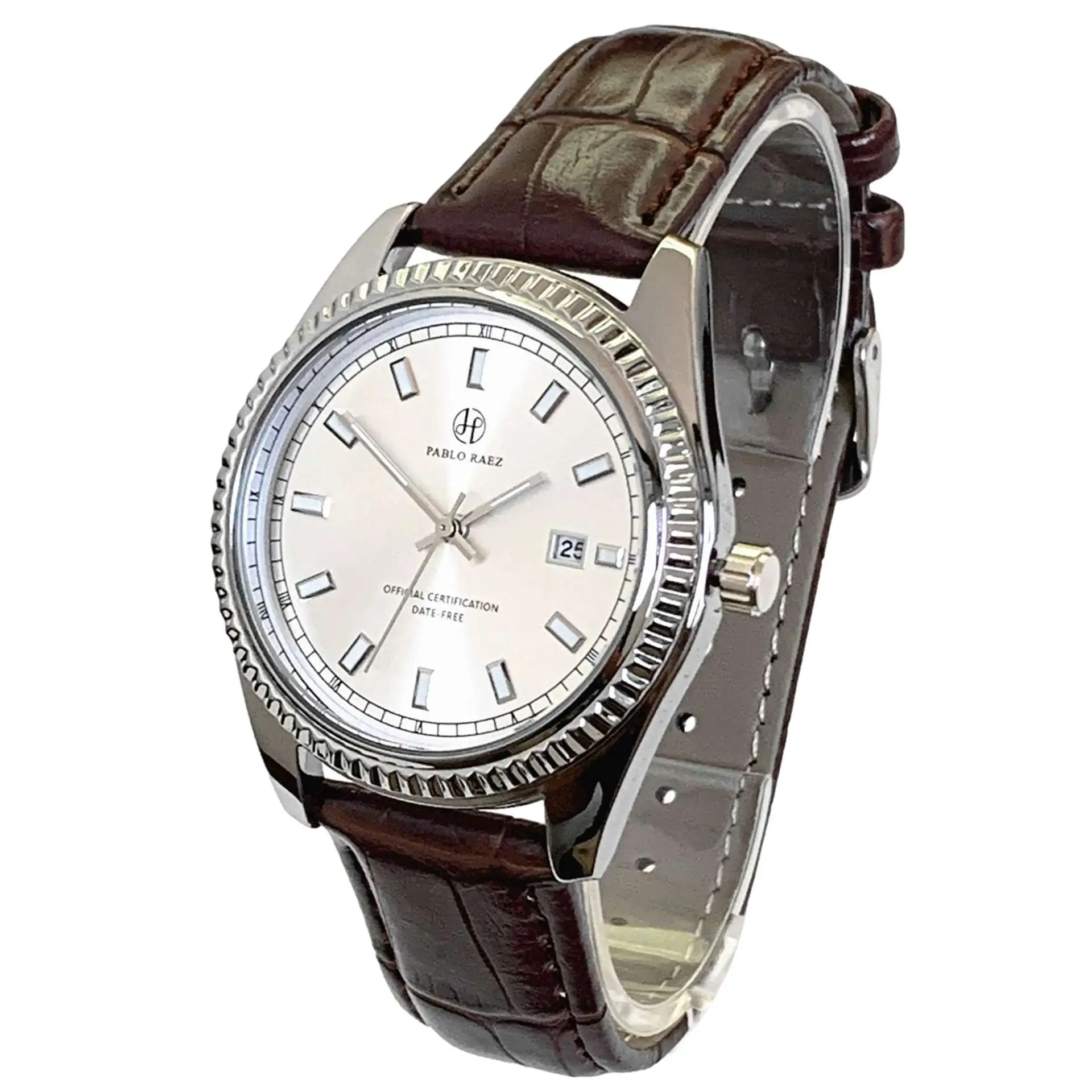 PABLO RAEZ Men's Stainless Steel Watch with Leather Strap - Image 3