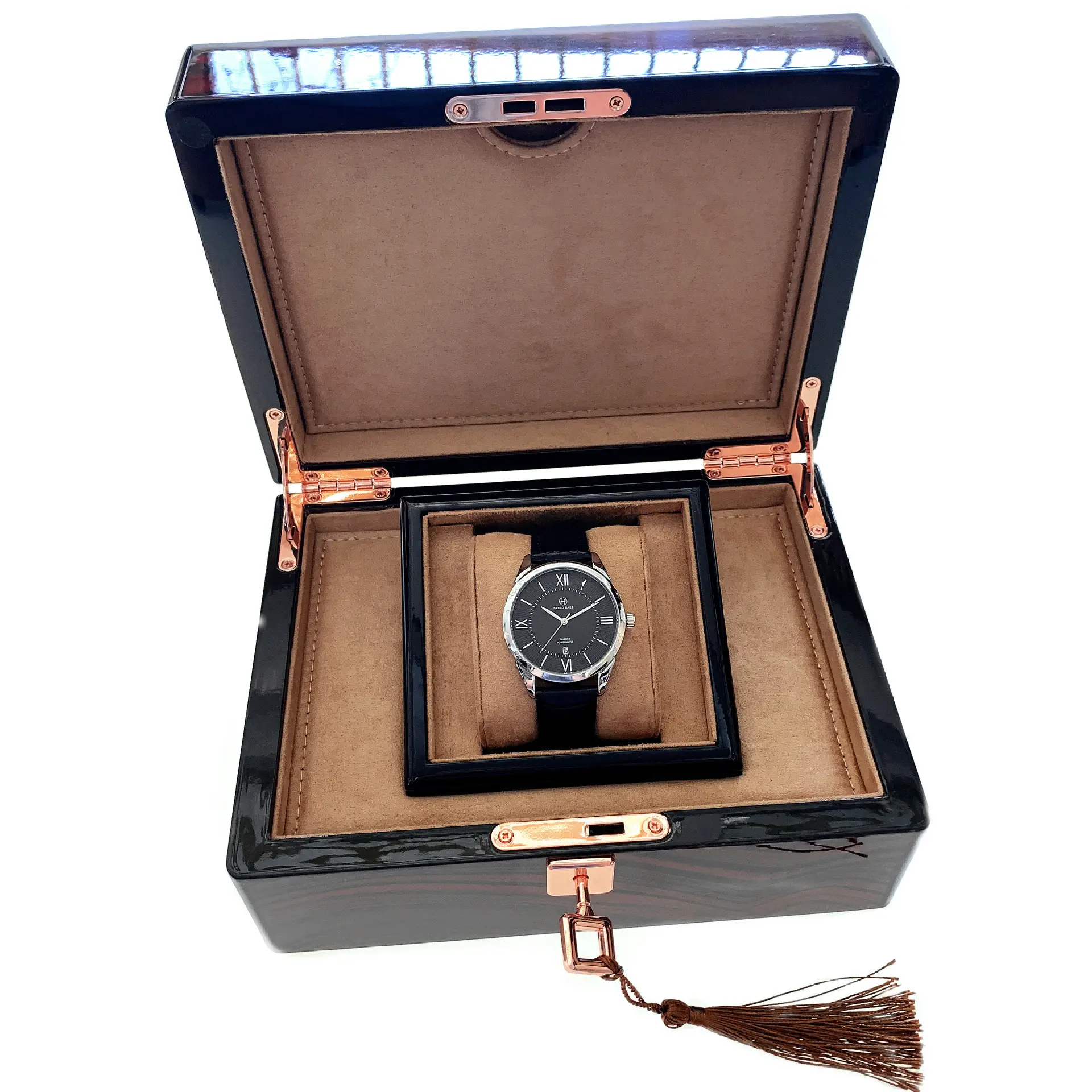 Men's Quartz Watch Brown Leather Strap White Dial — feature 12