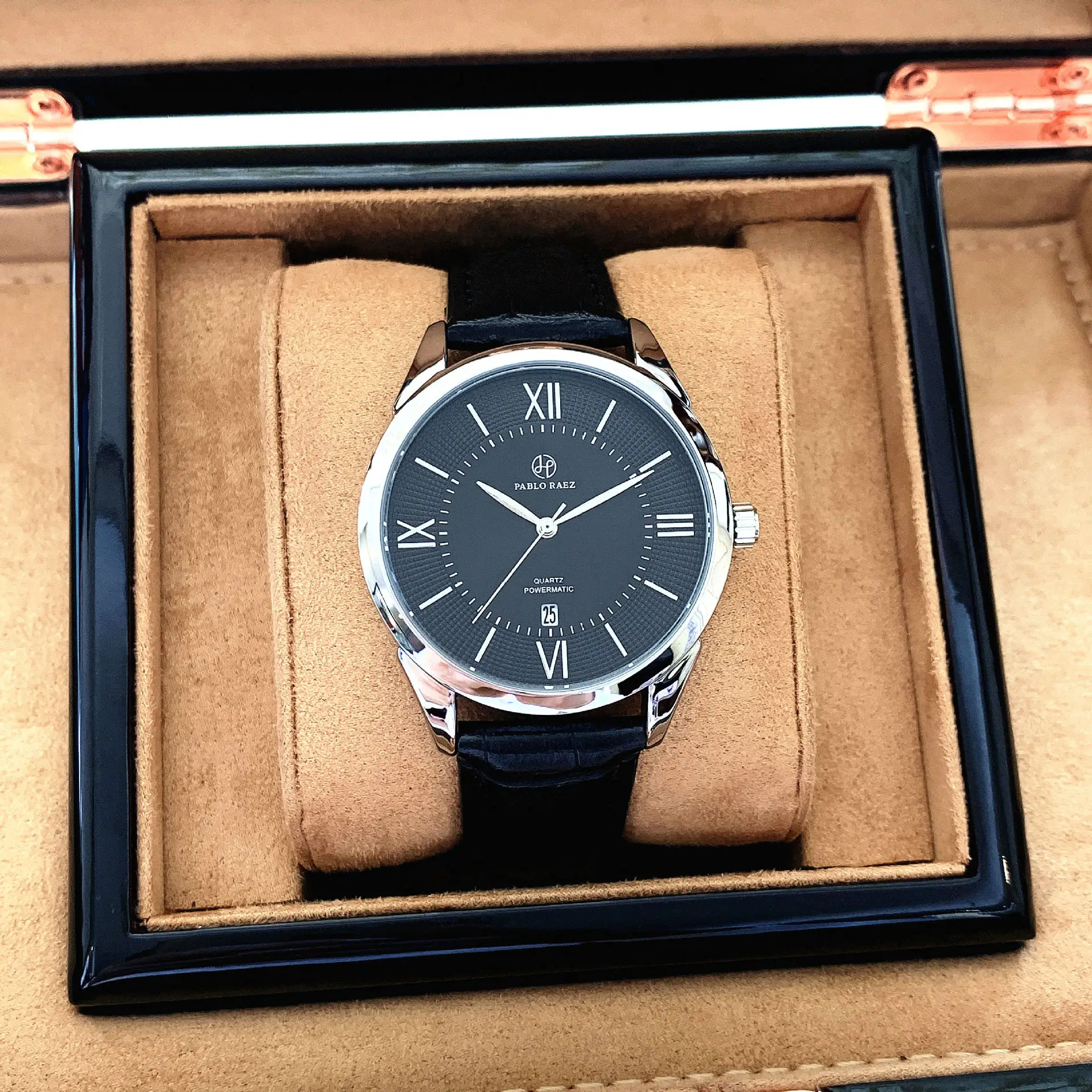 Men's Quartz Watch Brown Leather Strap White Dial — feature 13
