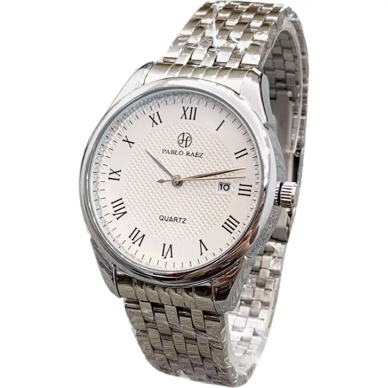 Men's Black Quartz Watch with Roman Numeral & Mesh Band - Image 4