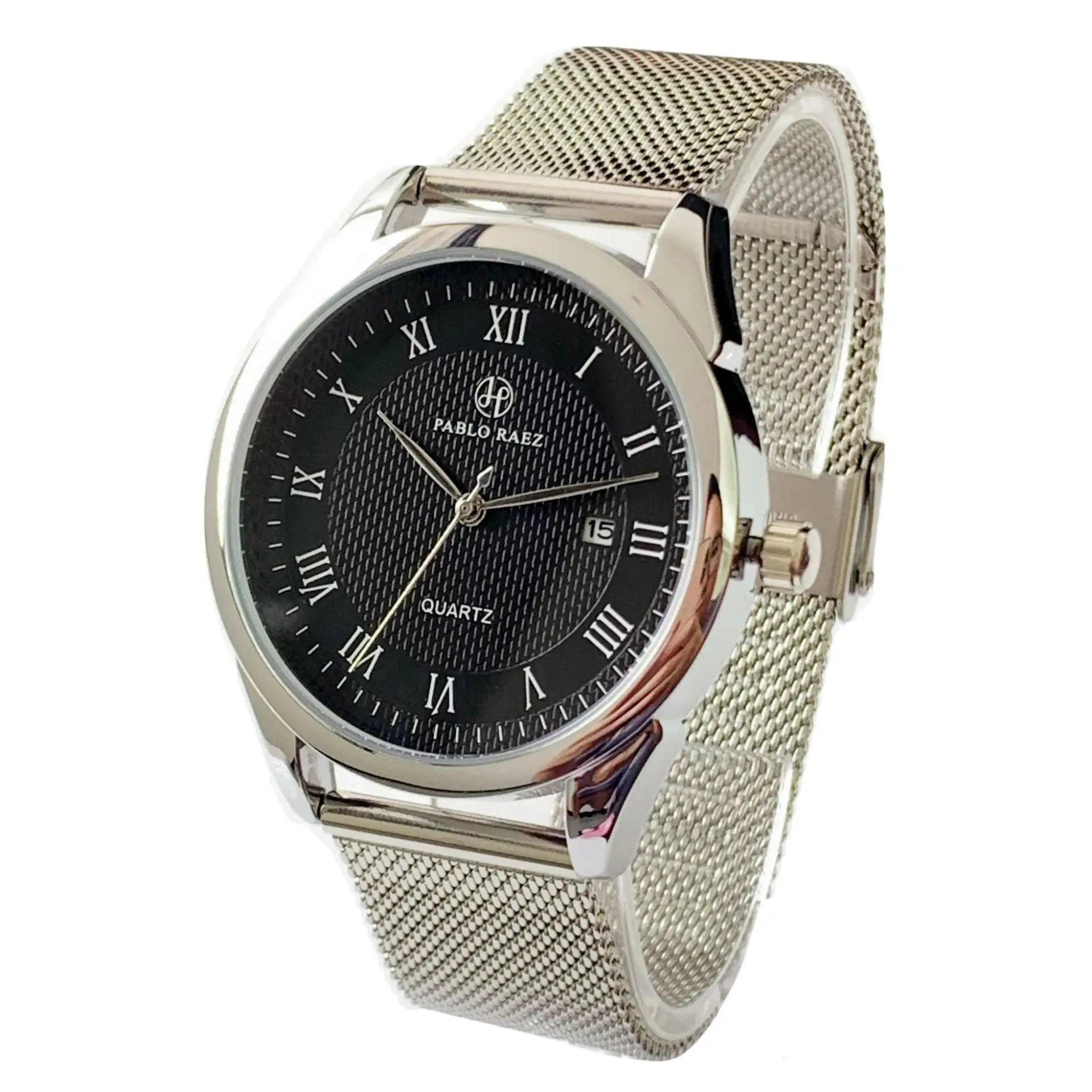 Men's Quartz Watch with Steel Woven Mesh Strap