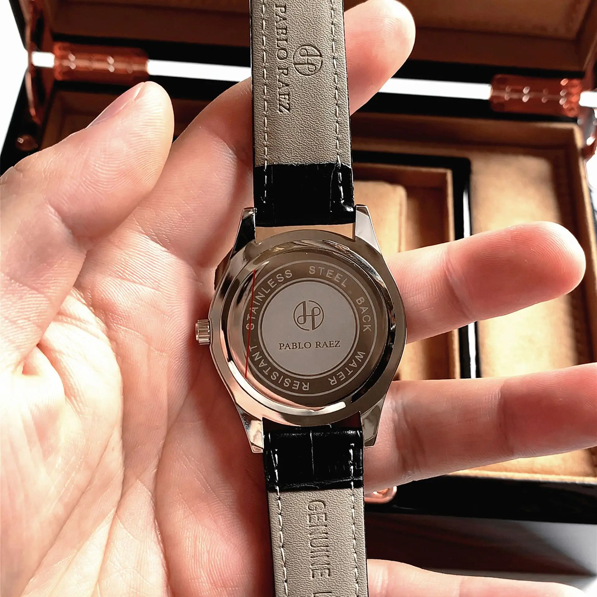 Men's Automatic Quartz Business Calendar Watch Black Leather Band - Image 7