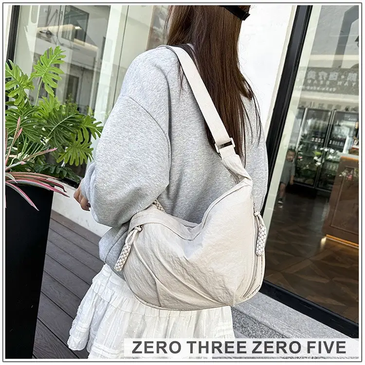 Women Nylon Shoulder Bag Beige 2024 - Image 10