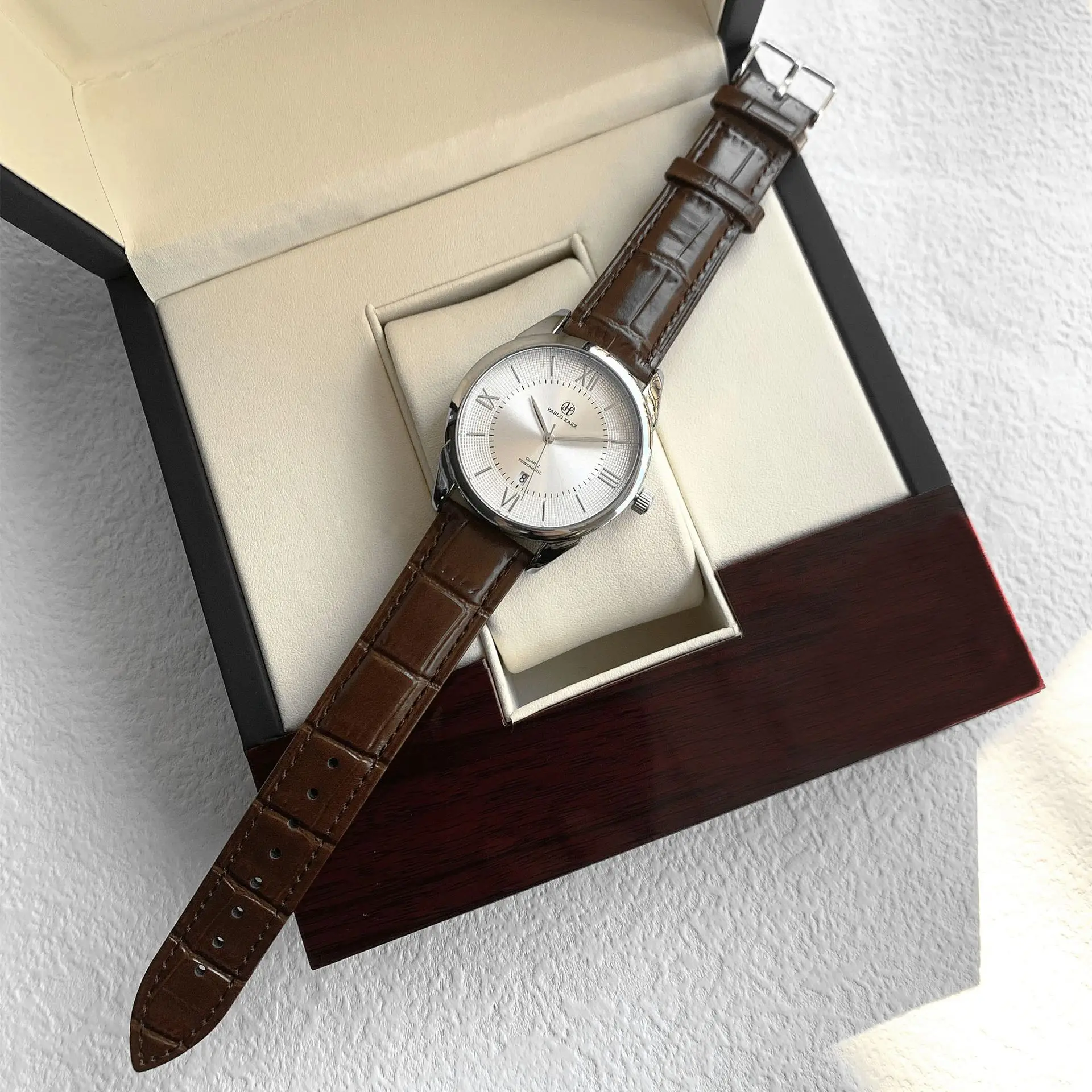 Men's Quartz Watch Brown Leather Band Waterproof Fashion - Image 12