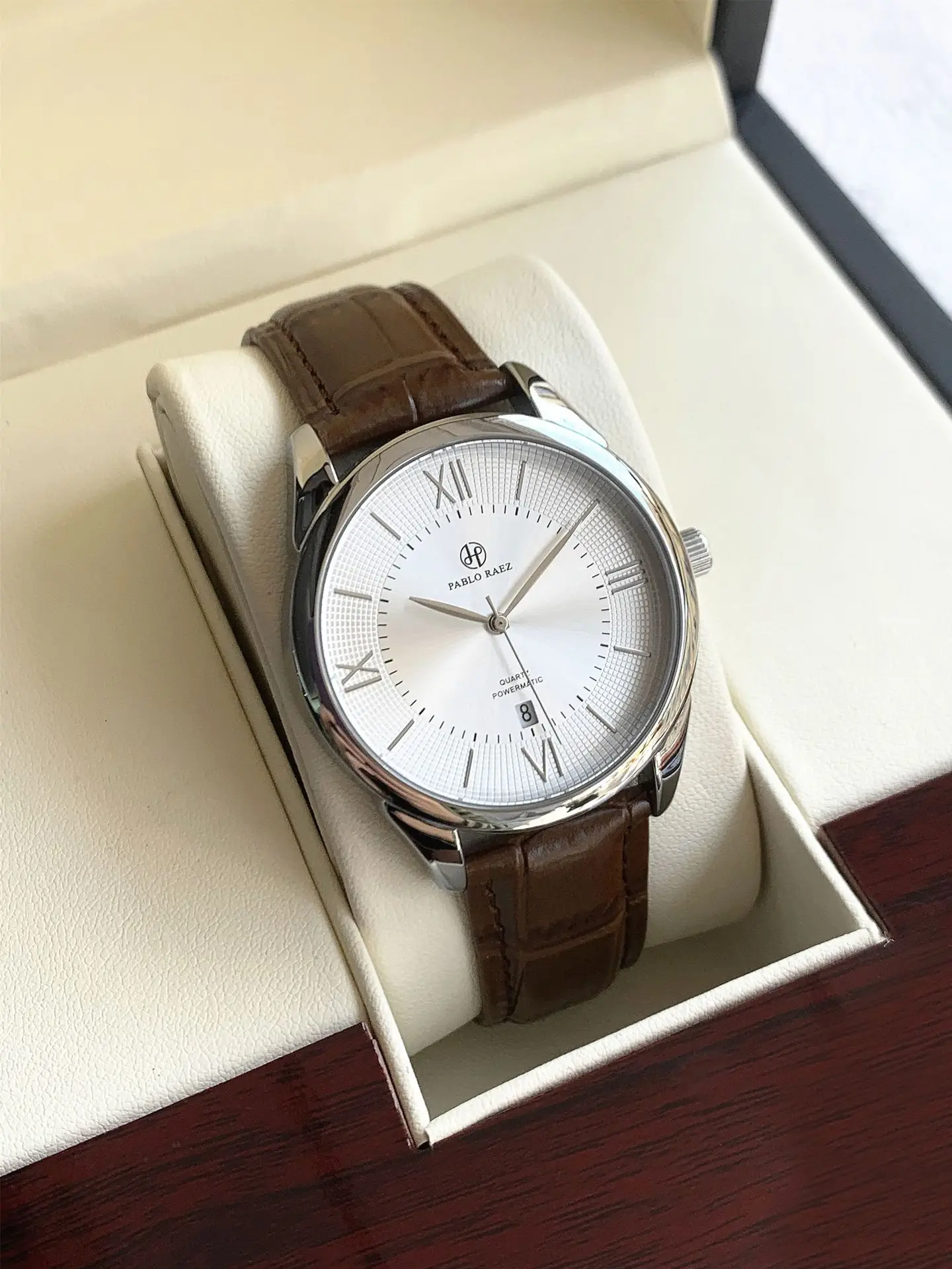 Men's Quartz Watch Brown Leather Band Waterproof Fashion — feature 15