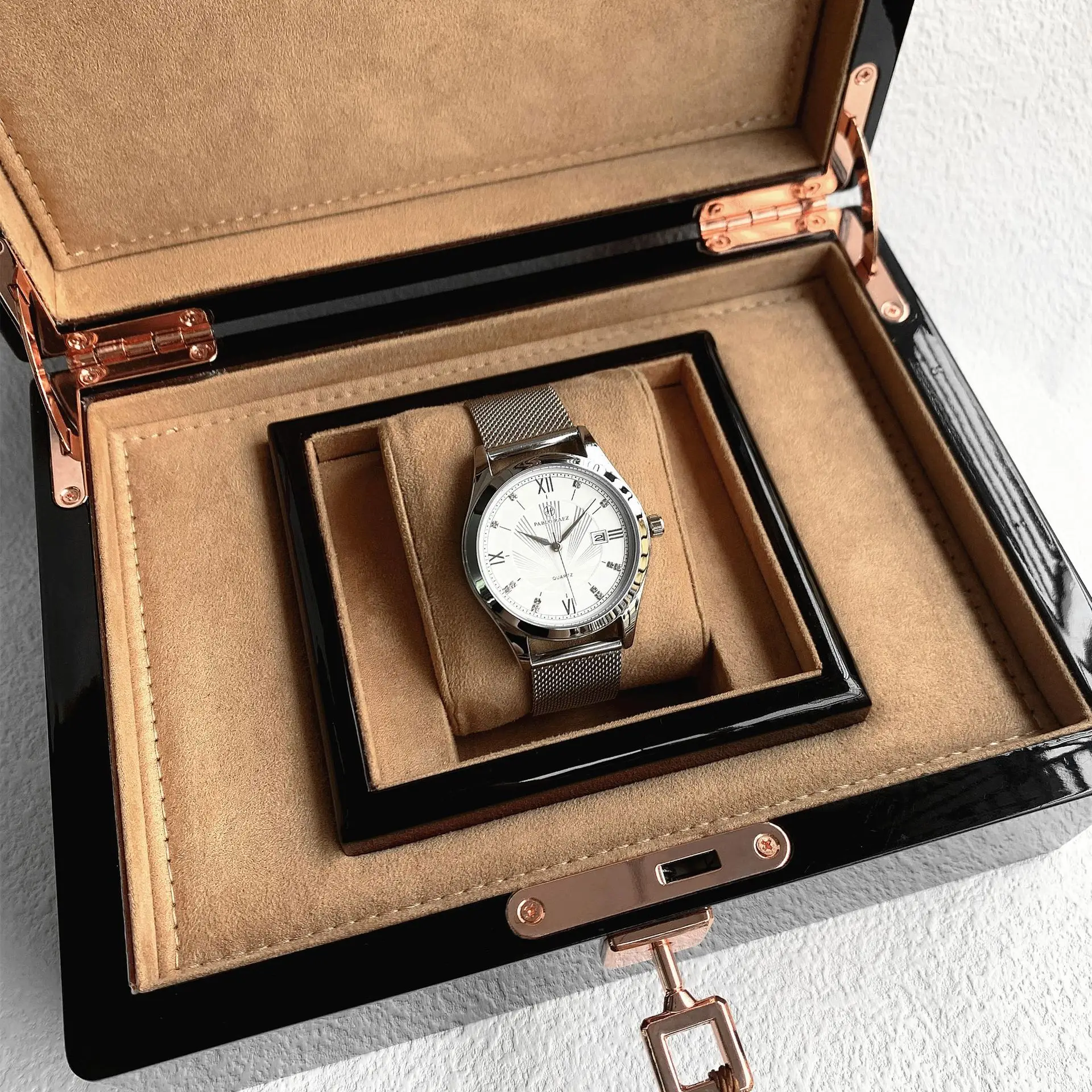 PABLO RAEZ Men's Quartz Watch with Black Leather Strap — feature 17