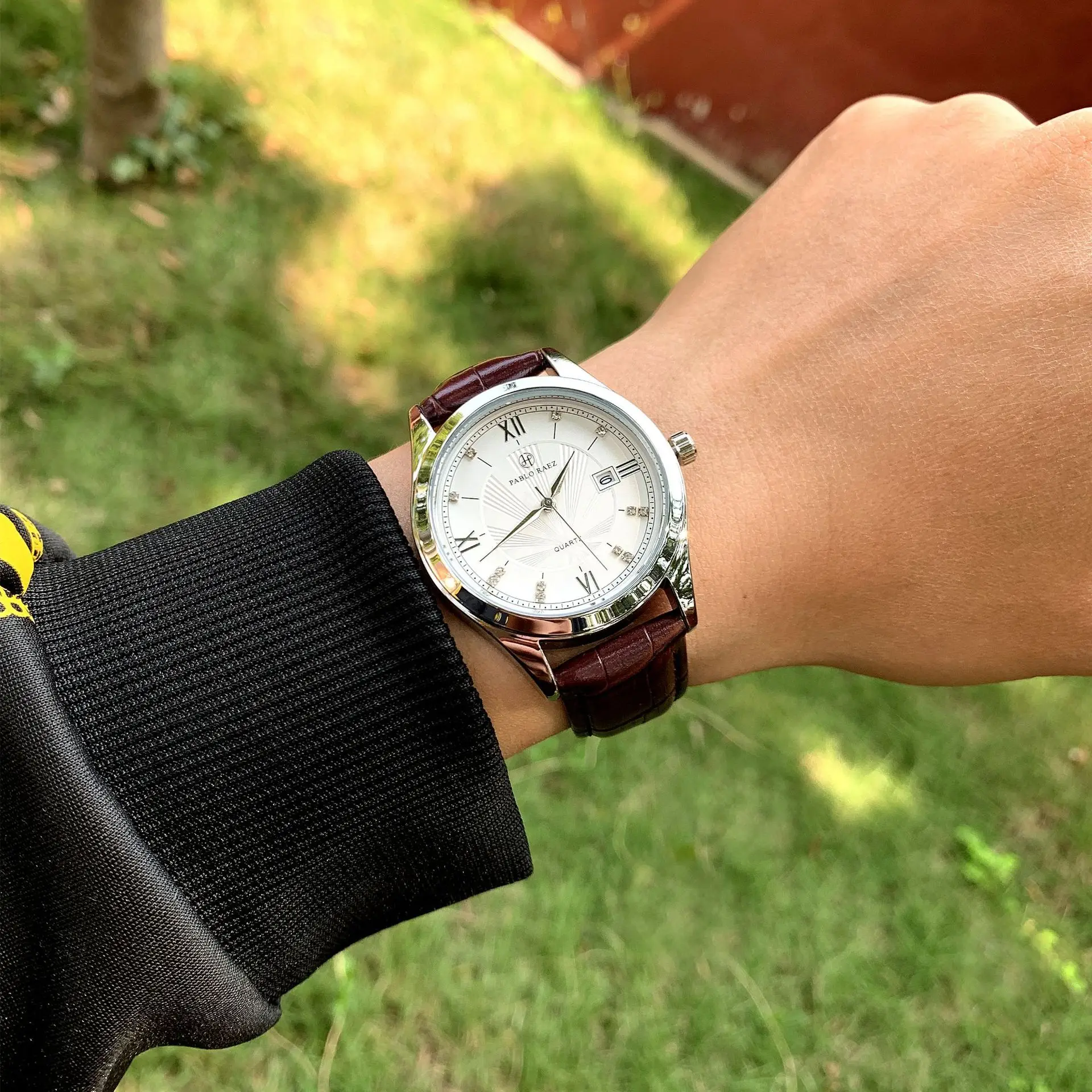 PABLO RAEZ Men's Quartz Watch with Black Leather Strap — feature 7