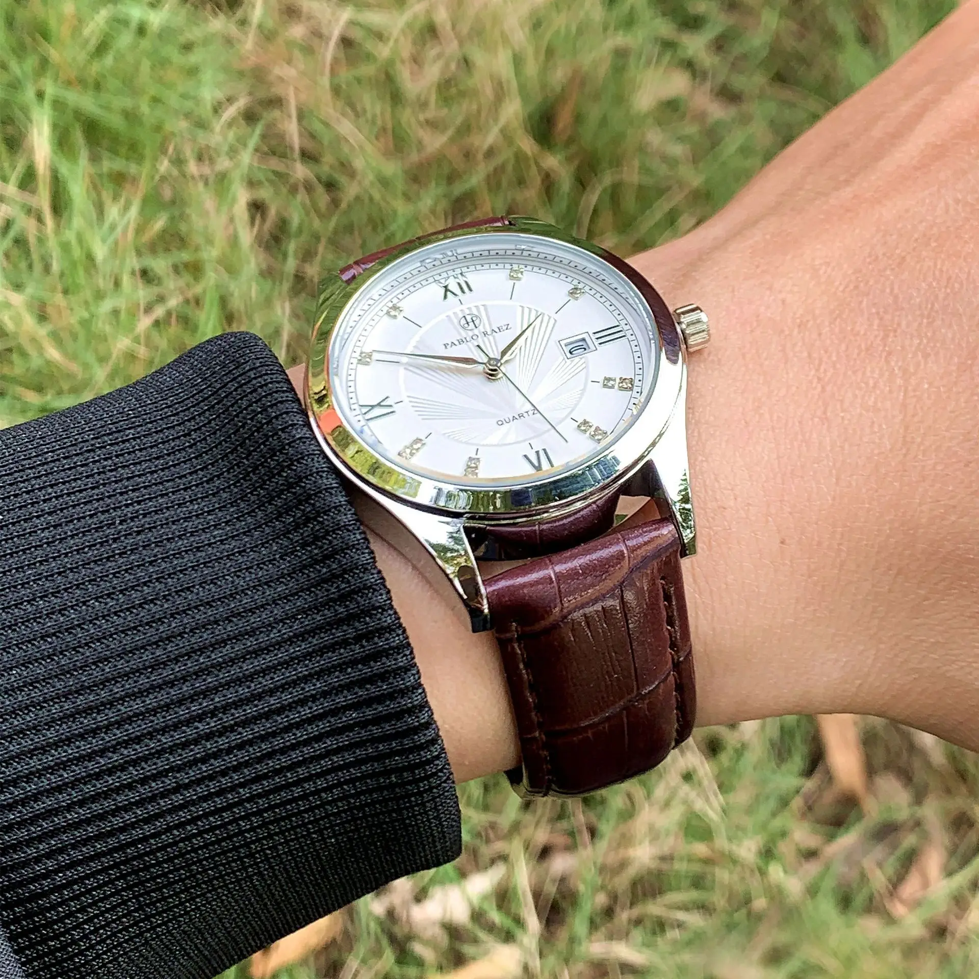 PABLO RAEZ Men's Quartz Watch with Black Leather Strap — feature 9