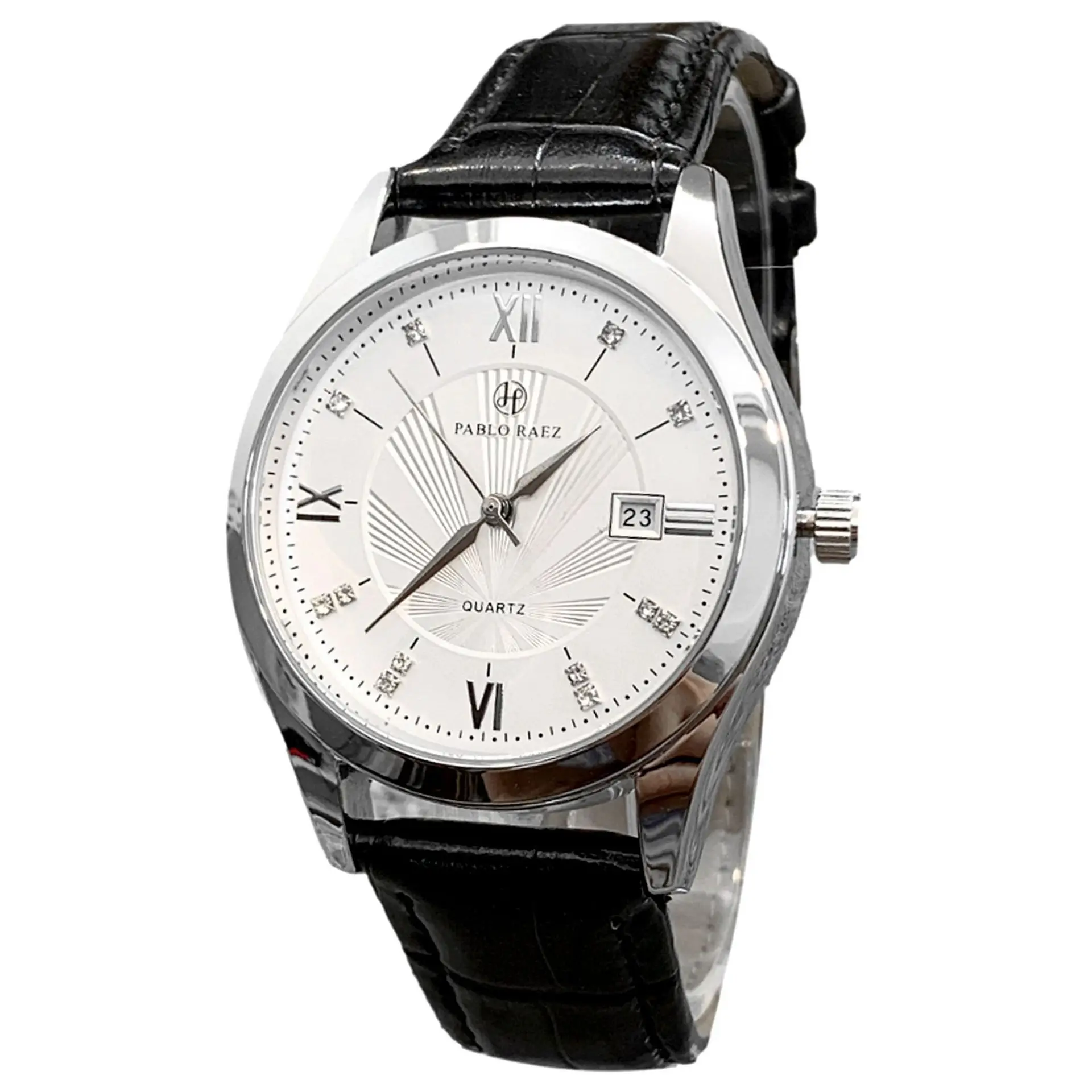 PABLO RAEZ Men's Quartz Watch with Black Leather Strap - Image 2