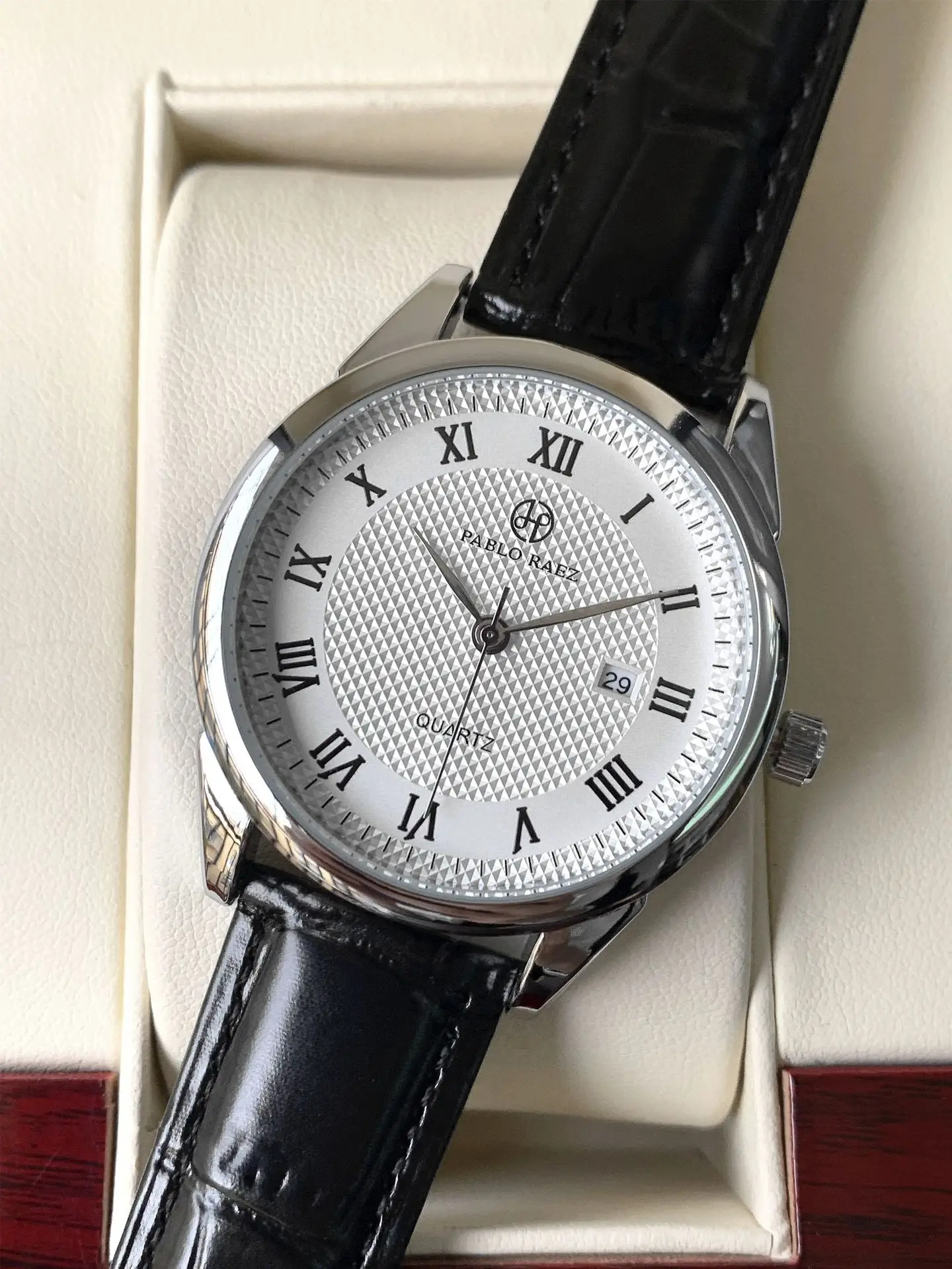 Men's Black Quartz Watch with Leather Belt — feature 10