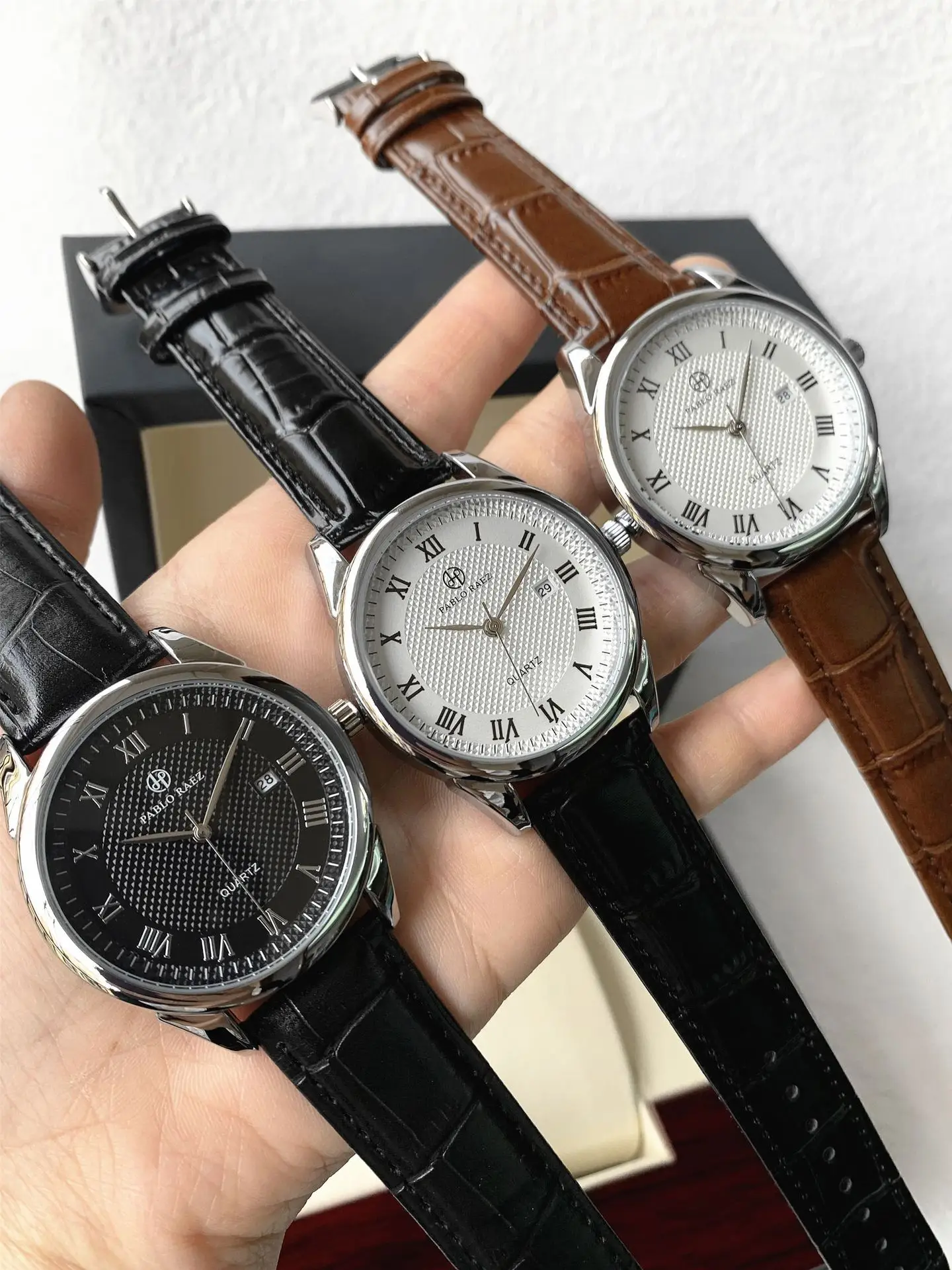 Men's Black Quartz Watch with Leather Belt — feature 15
