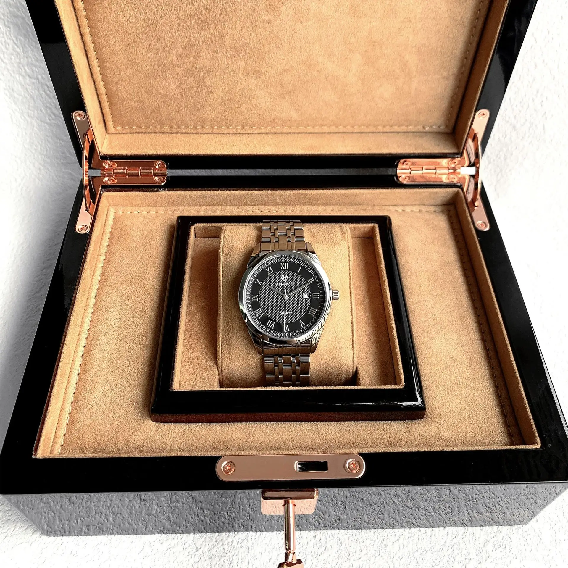 Men's Black Quartz Watch with Leather Belt — feature 22