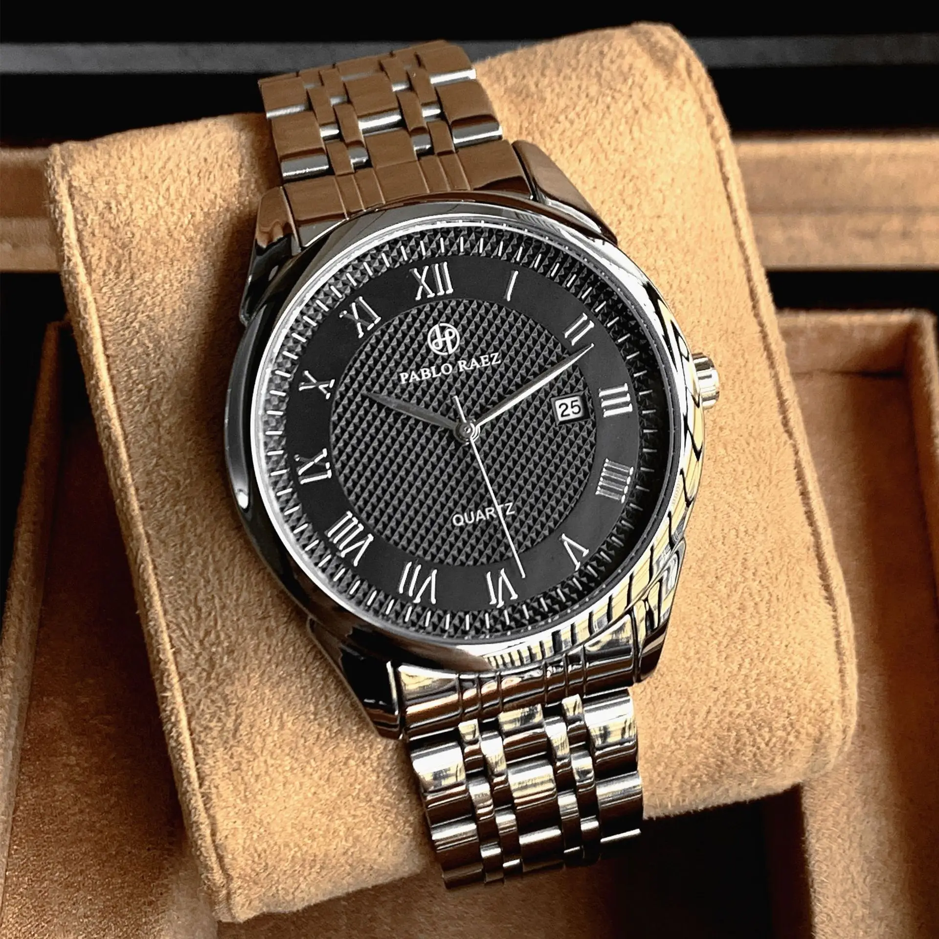 Men's Black Quartz Watch with Leather Belt — feature 27