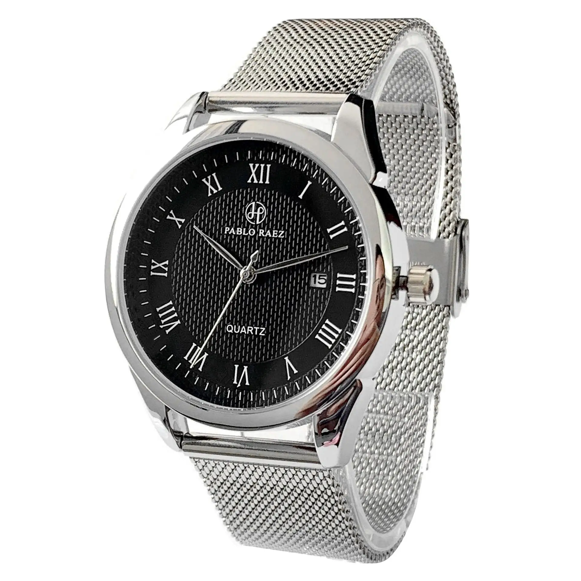 Men's Black Quartz Watch with Leather Belt — feature 34