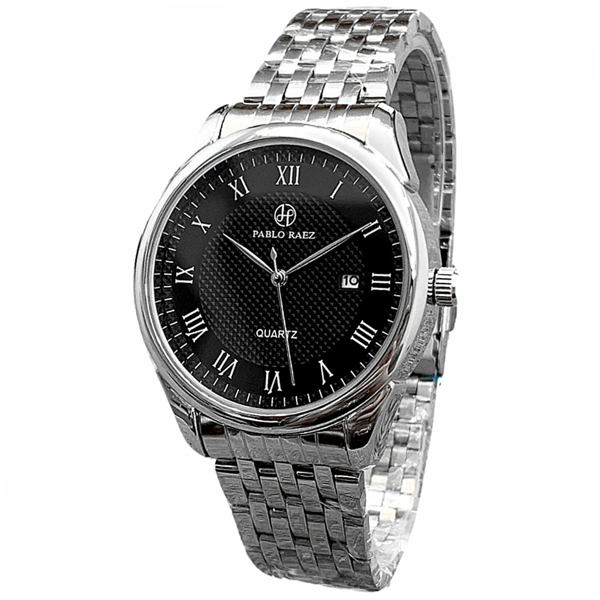 Men's Black Quartz Watch with Leather Belt - Image 5