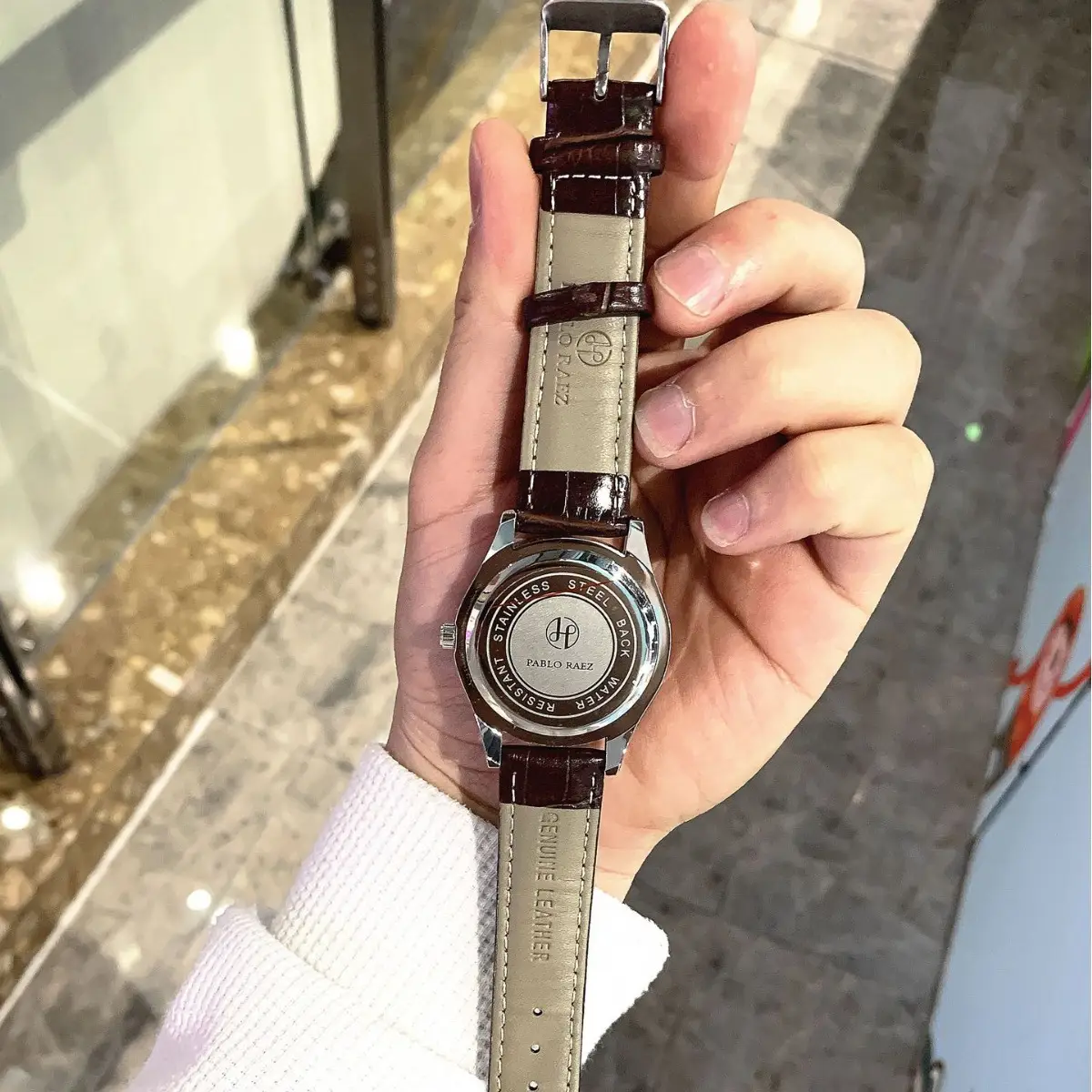 Men's PABLO RAEZ Quartz Watch Brown Leather Band