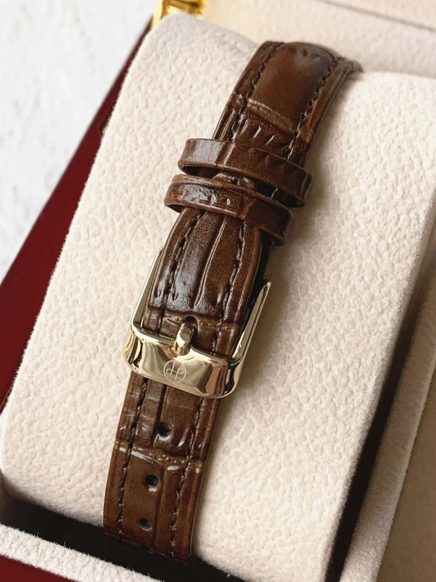 Ladies Gold Rhinestone Watch Black Leather Strap — feature 24