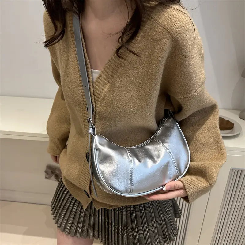Silver Korean Niche Shoulder Crossbody Bag for Women