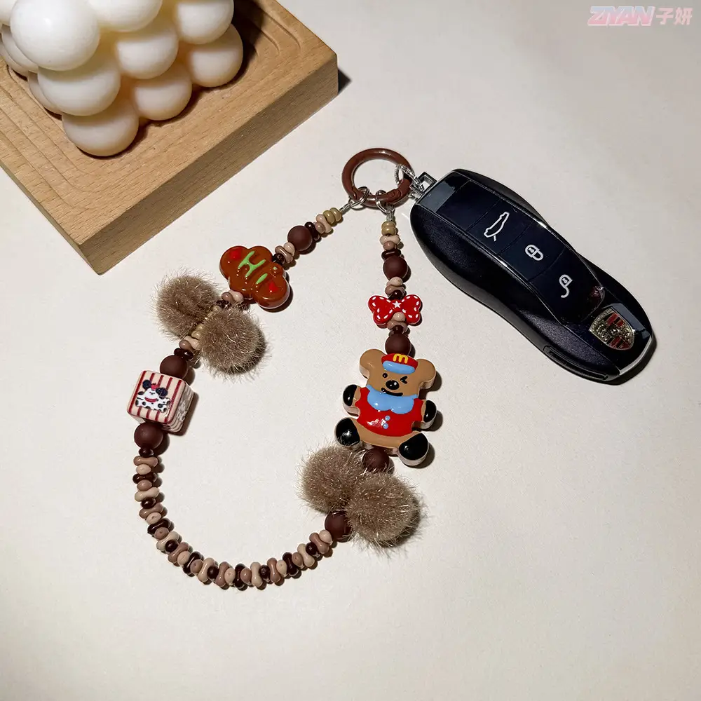 Cartoon Bear Plush Chain Phone Case Lanyard for Women — feature 6