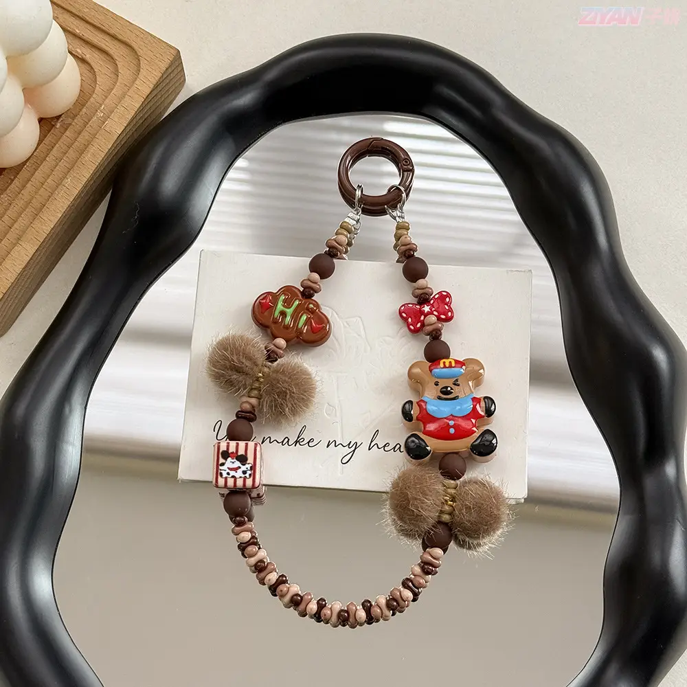 Cartoon Bear Plush Chain Phone Case Lanyard for Women - Image 2