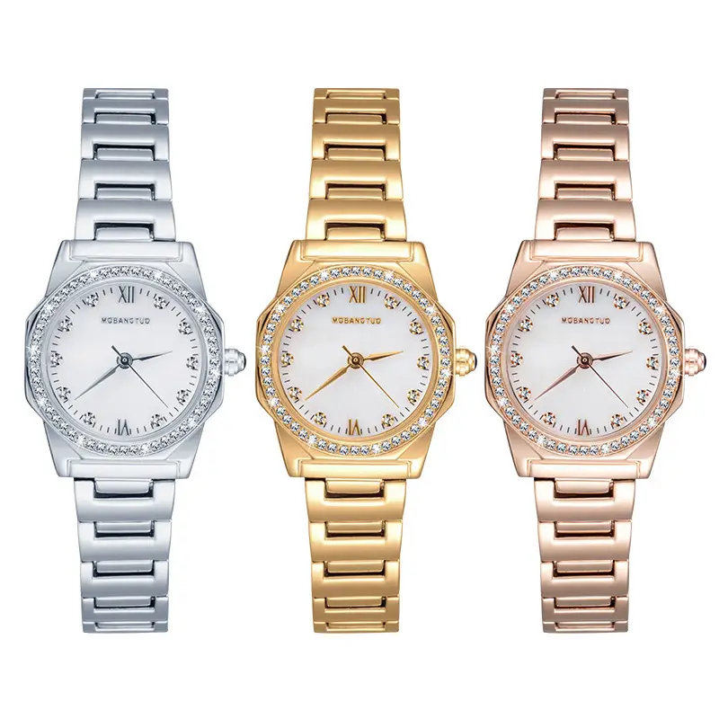 Women's Rose Gold Diamond Encrusted Quartz Watch - Image 8