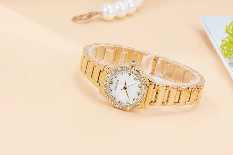 Women's Rose Gold Diamond Encrusted Quartz Watch — feature 10