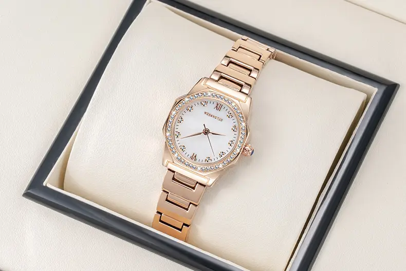 Women's Rose Gold Diamond Encrusted Quartz Watch — feature 16