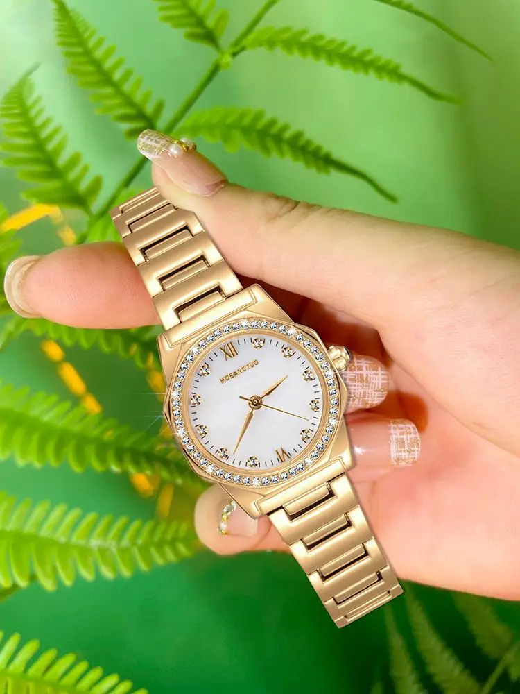 Women's Rose Gold Diamond Encrusted Quartz Watch — feature 21